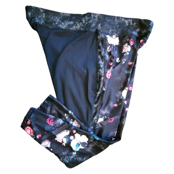 Avia Athletic Leggings Womans Pants Ankle Length Black Pink Floral 3X JJ3098 - Picture 10 of 10